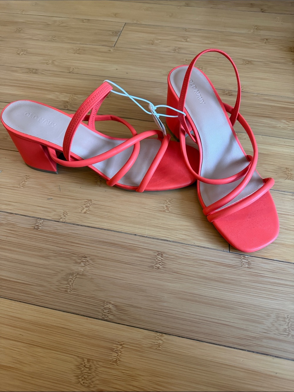 Old Navy Coral Strappy Slingback Block Heels. NWT.